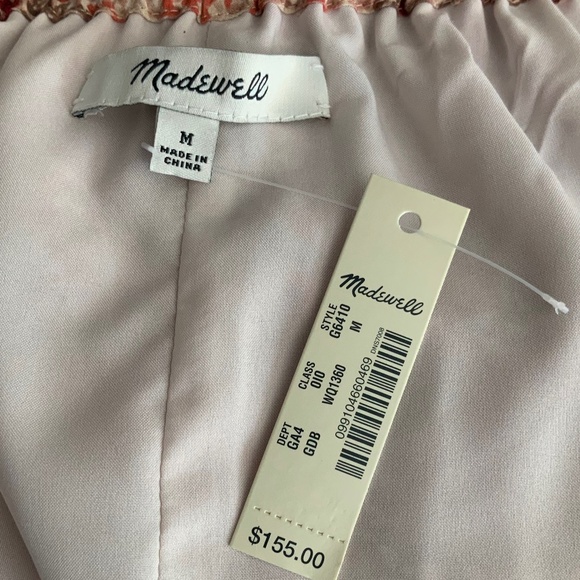 Madewell NWT Watercolor Paisley Silk Cold Shoulder Tie Shoulder Dress SZ M - Picture 11 of 15